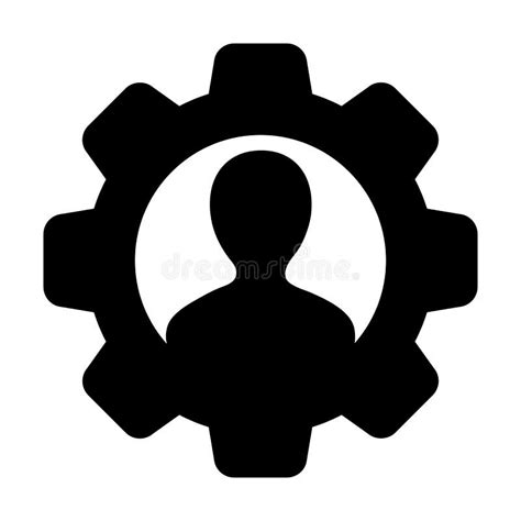 Admin Icon Vector Male User Person Profile Avatar with Gear Cogwheel for Settings and ...