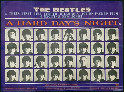 THE BEATLES - A HARD DAY'S NIGHT (1964) Original Vintage The Beatles UK Quad Film Movie Poster ...