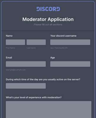 Discord Mod Application Form Template | Jotform