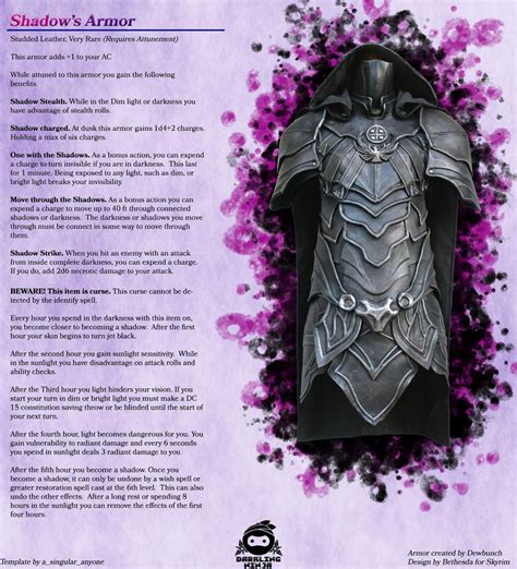 Shadow's Armor (A creative and powerful item for the sneaky one in your group that comes with an ...