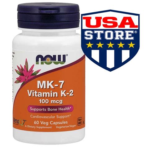 NOW FOODS VIT K2 MK7 100 MCG 60 & 100 VEG CAPSULES FOOD MK-7 K-2 100MCG ...