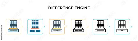 Difference engine vector icon in 6 different modern styles. Black, two ...