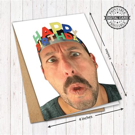 Funny Adam Sandler Printable Birthday Card, Hilarious Comedian Movie Star Birthday Card Print ...