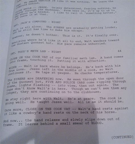 BREAKING BAD Finale Script Pages