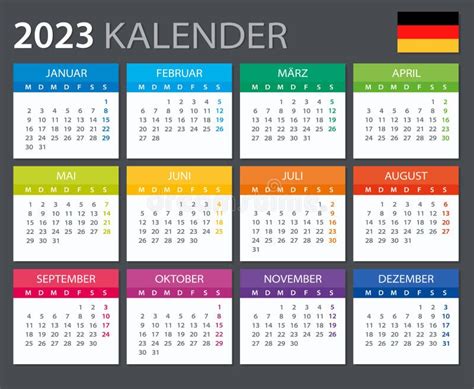 German Calendar Template 2023 Stock Illustrations – 152 German Calendar ...