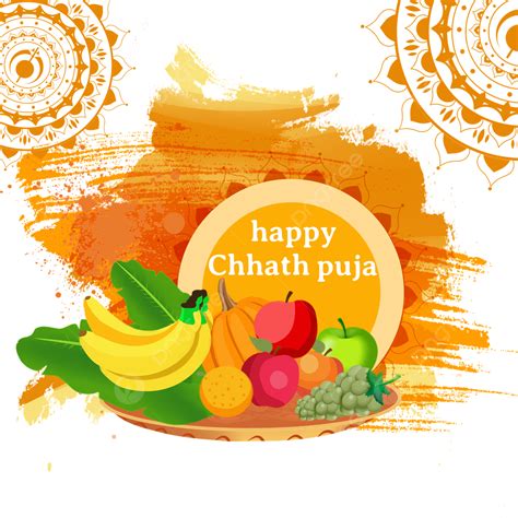 Mão Desenhada Feliz Chhath Puja Festival Frutas Escova Estilo Fundo PNG ...