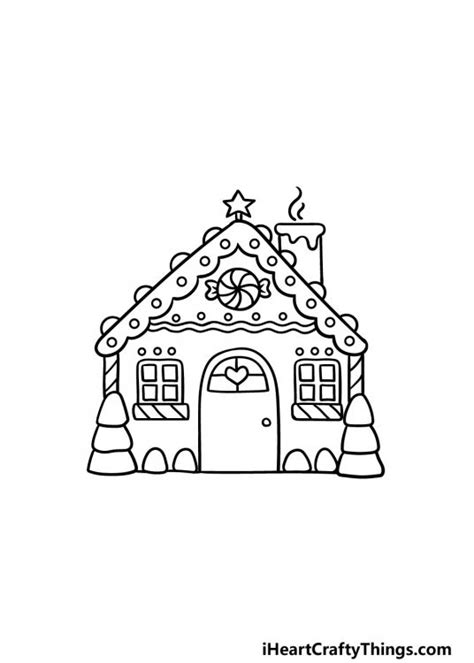 Gingerbread House Drawing - How To Draw A Gingerbread House Step By Step