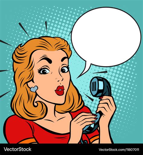 Comic girl talking on the phone Royalty Free Vector Image