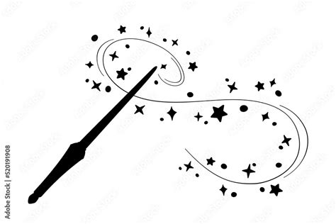 Vecteur Stock Magic wand silhouette in simple style, vector illustration. Shiny stick icon for ...