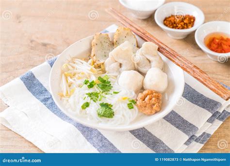 Noodles with Fish Ball in Soup Stock Image - Image of noodle, ball: 119082873