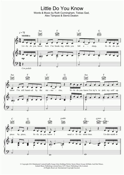 Little Do You Know Piano Sheet Music | OnlinePianist