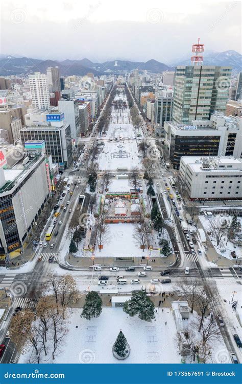 Sapporo, Japan - December 20, 2019 : View of Odori Park from Sapporo TV ...