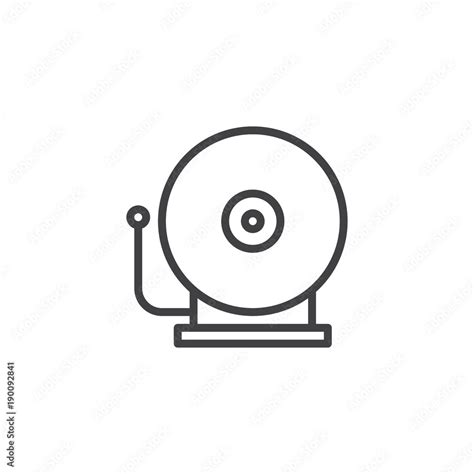 Fire alarm bell line icon, outline vector sign, linear style pictogram ...