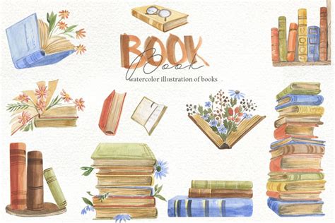 Books clipart, watercolor (1299002)