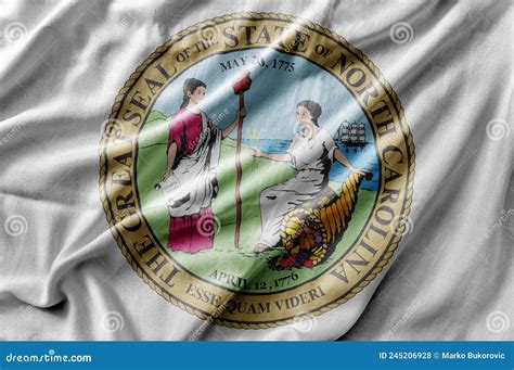 Waving Detailed National US Country State Flag of North Carolina Seal Stock Photo - Image of ...