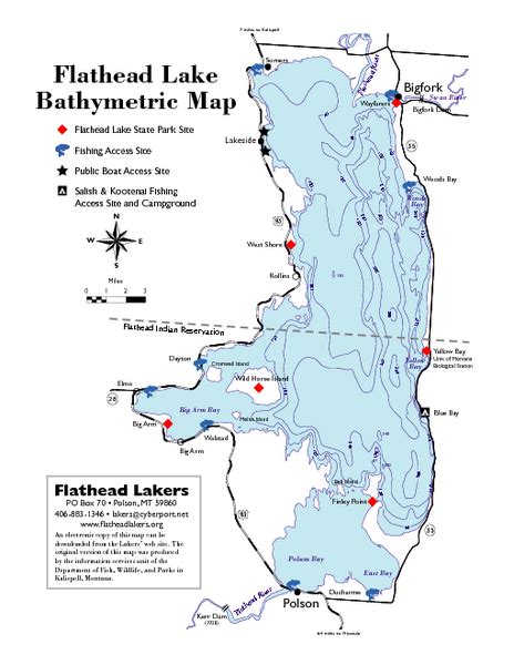 Bathymetric Map of Flathead Lake - Flathead Lake MT • mappery