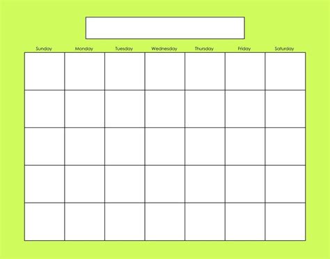 Blank Activity Calendar Template