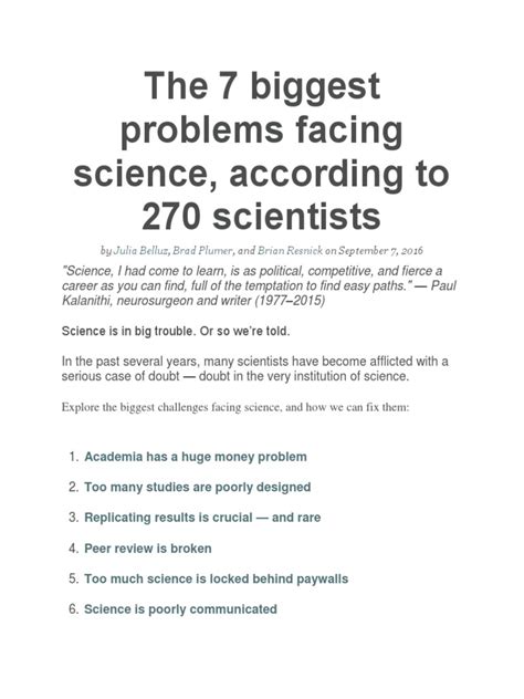 The 7 Biggest Problems Facing Science | PDF | Scientific Method ...