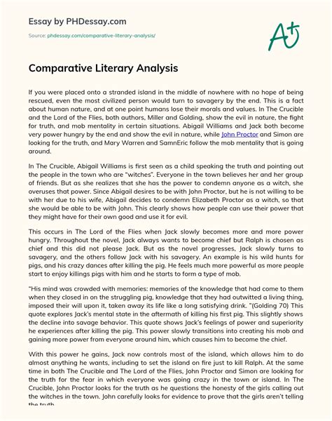 Comparative Literary Analysis - PHDessay.com