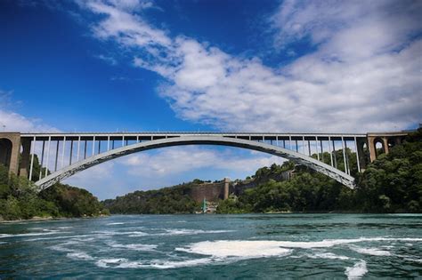 Premium Photo | View of rainbow international bridge which connects usa and canada niagara falls