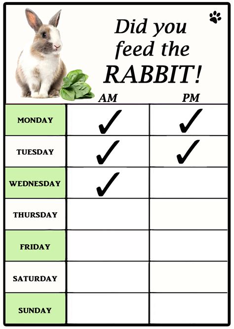 Printable Pet Feeding Chart Template