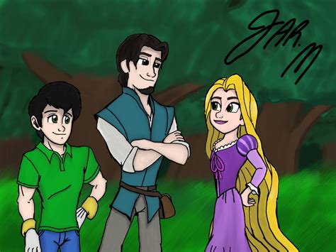 Sam meets Rapunzel and Flynn from Tangled by JManTheAngel2 on DeviantArt