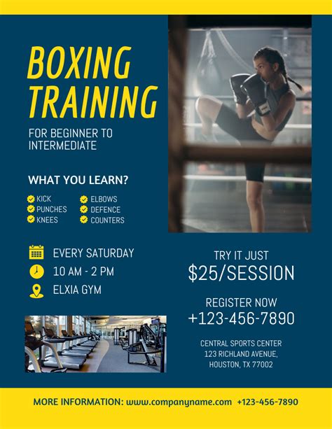 Professional Boxing Gym Flyer Template - Venngage