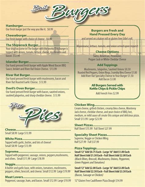 Online Menu of O'Briens Restaurant, Clayton, New York, 13624 - Zmenu