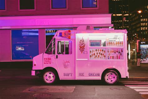 white ice cream truck parked on road | Ice cream truck, Food truck business, Pink images