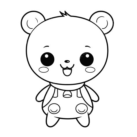 Cute Cartoon Bear Coloring Pages Outline Sketch Drawing Vector, Bear Drawing, Car Drawing ...