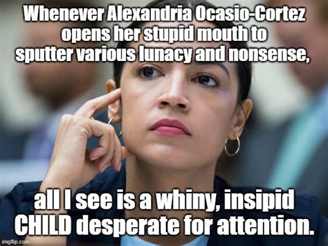 Political meme: Whenever AOC speaks, all I see is a whiny, insipid CHILD desperate for attention ...