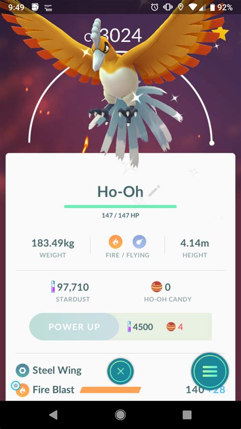 [Screenshot] Got my shiny Ho-Oh! : r/pokemongo