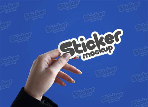 Free Female Hand Holding Sticker Mockup PSD - Good Mockups