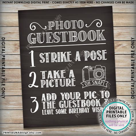 Birthday Photo Guestbook Sign, Add Your Picture to the Guest Book and ...