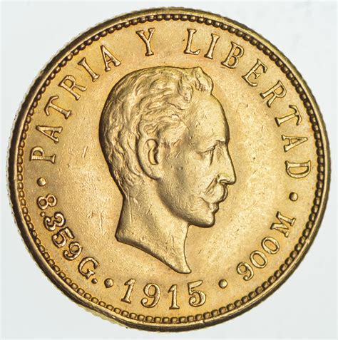 RARE GOLD Coin - 1915 Cuba 5 Pesos | Property Room