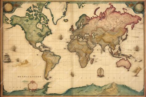 Premium AI Image | Old map of the world Vintage style Old paper texture Antique World Map on ...