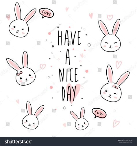 Cute Kawaii Adorable Rabbit Bunny Cartoon: เวกเตอร์สต็อก (ปลอดค่า ...