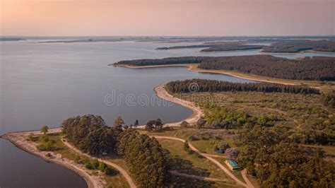 Aerial Shot of Constitution Hydroelectric Plant in Negro River, Uruguay ...