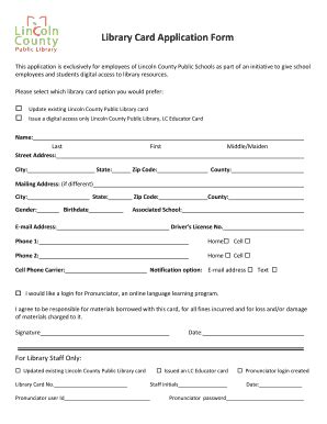 Fillable Online Library Card Application Form - lcsncorg Fax Email ...