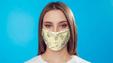 Gudetama Egg Stripe Pattern Face Mask | Allbluetees.com