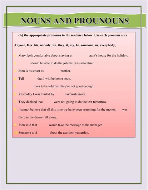 Nouns and Pronouns Worksheet worksheet | Live Worksheets - Worksheets ...