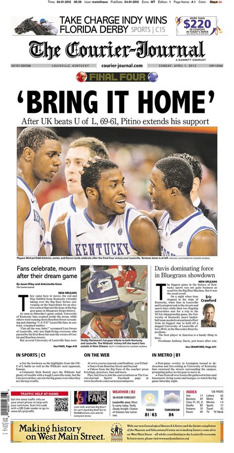 Louisville Courier-Journal -- Louisville, KY 4/1/2012 Even though I was ...