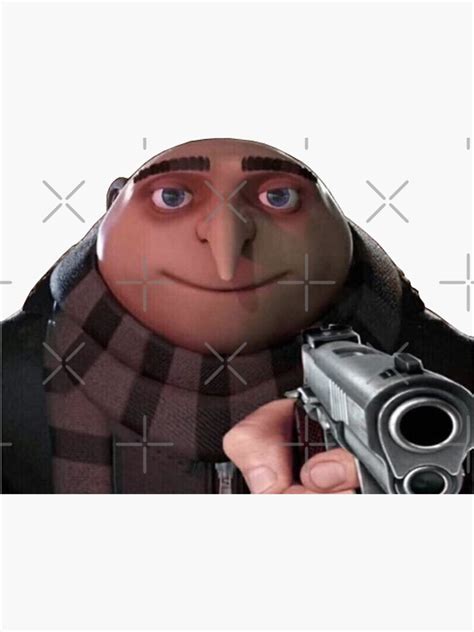 "Gru pointing a gun" Sticker for Sale by HangLooseDraft | Redbubble