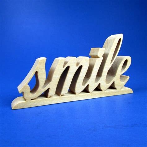 smile / Word Art / Handcrafted Shelf Sitter by ScrolLynneWoodArt