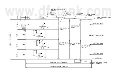 Cone Roof Storage Tank, Water, Welded, A36, API 650, 260000 Gal - DFC