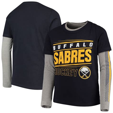 Youth Buffalo Sabres Navy/Gray Binary 2-In-1 Long Sleeve/Short Sleeve T ...