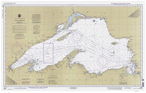 "A large very detailed nautical chart of Lake Superior. From the ...