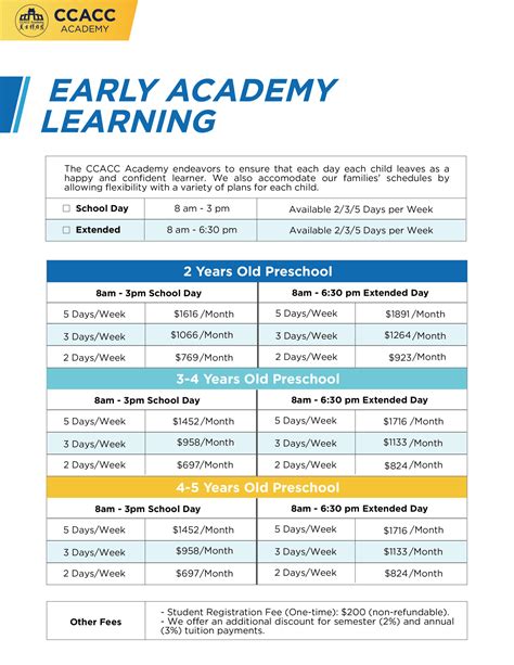 Preschool Tuition Chart – ccaccacademy.org