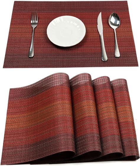 Pauwer Placemats Set for Dining Table Plastic Woven Vinyl Place Mats ...