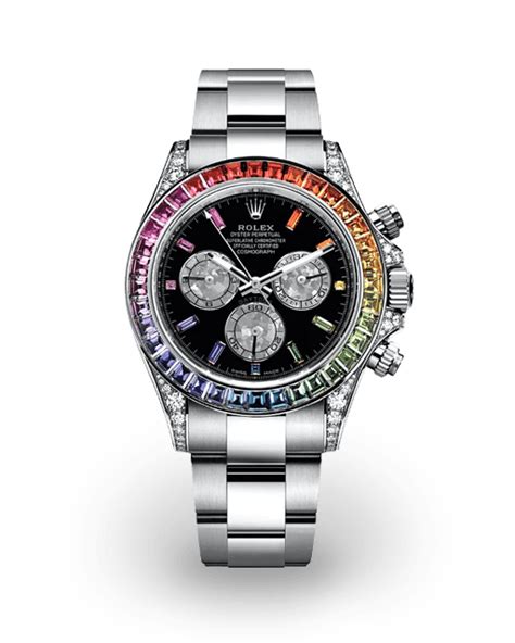 Rolex Daytona Rainbow White Gold / Gem-Set / Black / Diamond-Set ...